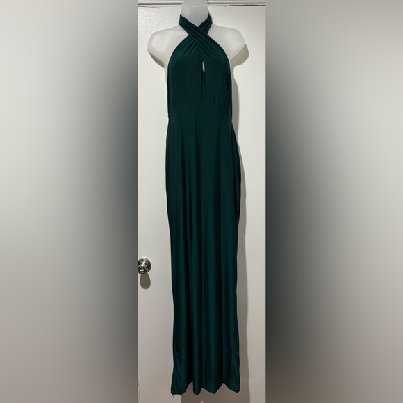 Club L London Teal Maternity Cross Over Halter Neck Maxi Dress (Size 12) - Picture 2 of 5
